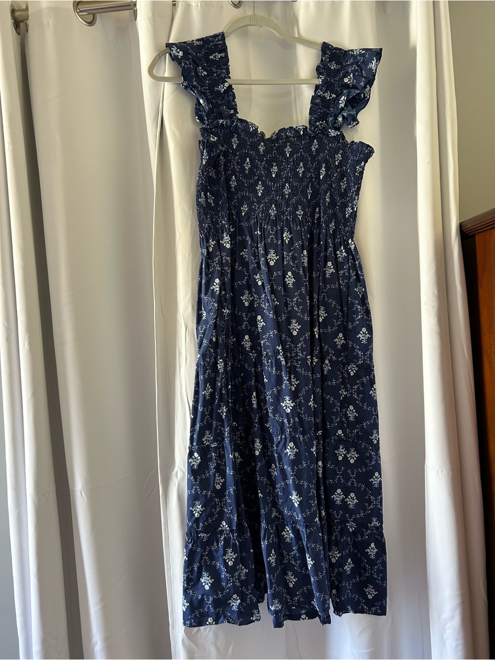 Hill House Navy Blue Floral Smocked Dress